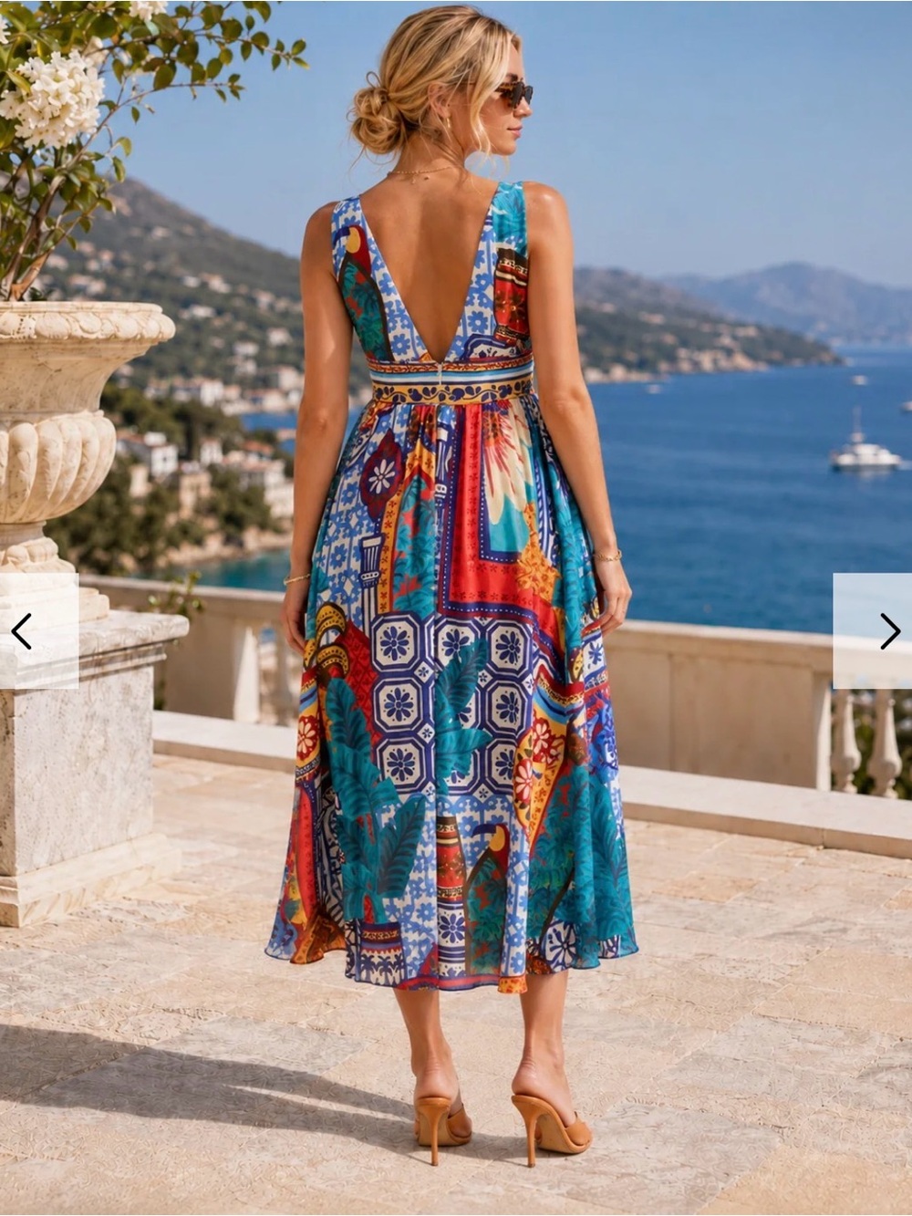 FARM Rio Forest Tile V-Neck Midi Dress - Picture 5 of 6